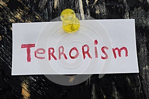 A simple and understandable inscription, terrorism photo