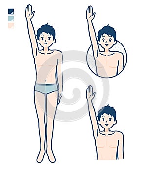 Simple underwear man_raise-hand