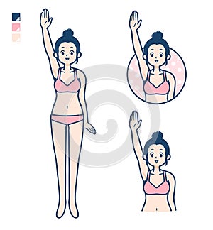 Simple underwear woman_raise hand