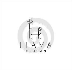 Simple Unique Alpaca Logo Line Art Design , Vicuna, Huacaya alpaca, guanaco And Abstract llama Logo Linear Design Template