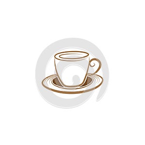 Simple Unique Coffee cup emblem Logo design vector template. Vector Coffee shop logo illustration design template on white backgro