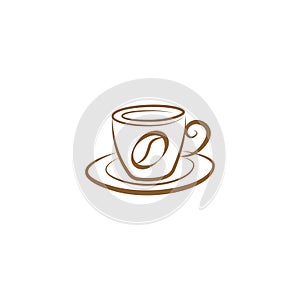 Simple Unique Coffee cup emblem Logo design vector template. Vector Coffee shop logo illustration design template on white backgro