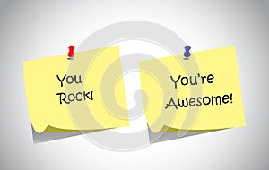 Simple unique positive feedback text post it notes collection set