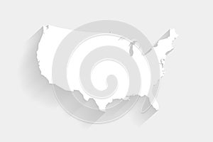 Simple United States white map on gray background, vector