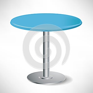 Simple unoccupied round blue table