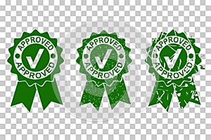 Simple Vector 3 Style Green Rubber Stamp, Approved, at transparent effect background