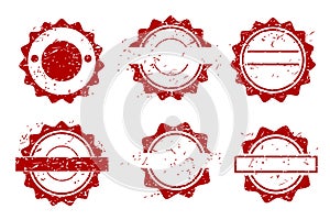 Simple Vector 6 Style Red Blank Circle Rubber Stamp Effect, isolated on white