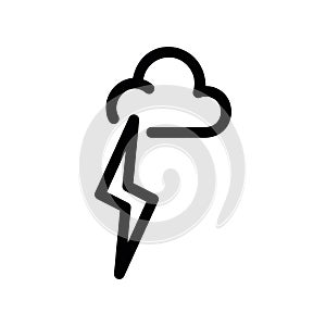 Simple vector black icon cloud, lightning
