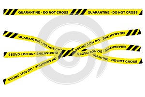 Simple Vector Black and Yellow Ribbon, Police Line, quarantine, Do Not Cross Due The Corid-19 Pandemic