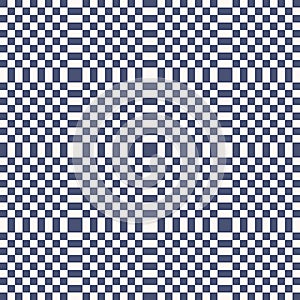 Simple vector blue and white checkered geometric seamless pattern with squares