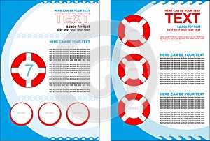 Simple vector booklet with buoys, with predominance of blue color photo