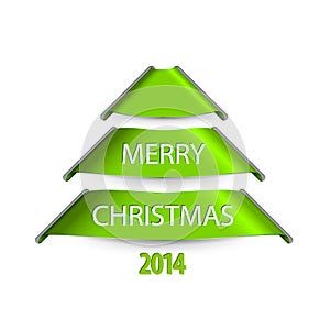 Simple vector christmas tree made from paper stripes ribbons