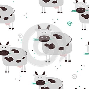 Simple vector cow seamless pattern.