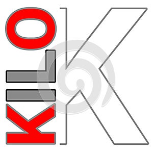 Simple vector design of letter k and kilo text on transparent background photo