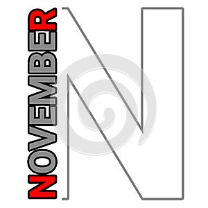 Simple vector design of letter n and november text on transparent background photo