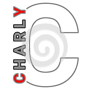Simple vector design of letter c and charly text on transparent background