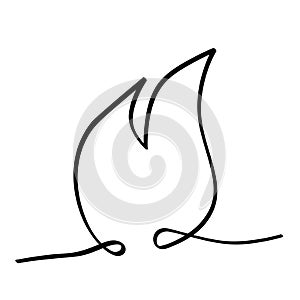 simple vector fire, line art continuous, doodle hand draw