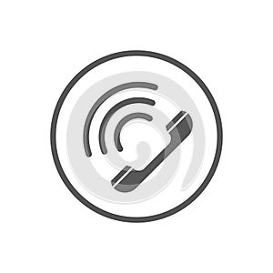 Simple vector flat art icon of phone handset in the round frame