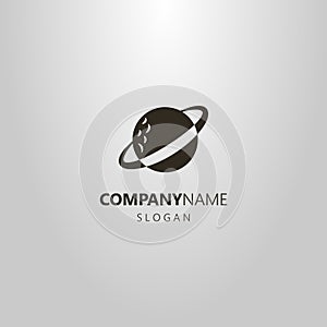 Simple vector flat art logo of abstract saturn planet