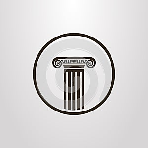 Simple vector flat art symbol of Greek column in a round frame