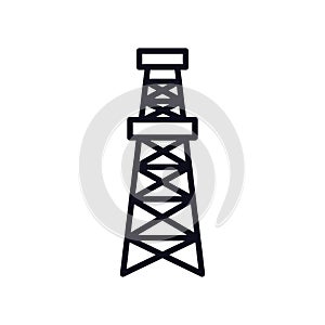 Simple vector flat outline drilling rig icon