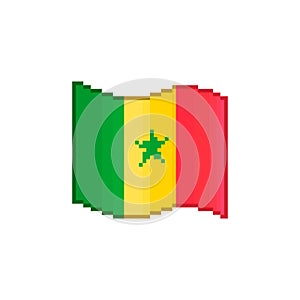 Simple vector flat pixel art illustration of flowing flag of Senegal photo