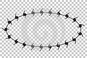 Simple Vector Frame Silhouette Barbed Wire, Oval Shape at Transparent Effect Background