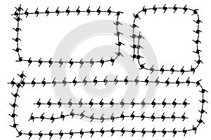 Simple Vector Frame Silhouette Barbed Wire, Rectangle, Square, Rounded Corner and Horizontal Line