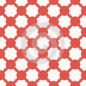 Simple vector geometric seamless pattern with red grid, mesh, net, repeat tiles