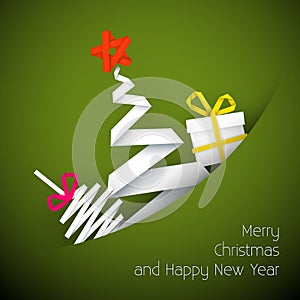 Simple vector green christmas card illustration