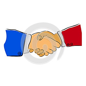 Simple Vector Hand Draw Sketch, 2 man Handshaking