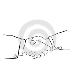 Simple Vector Hand Draw Sketch, 2 man Handshaking