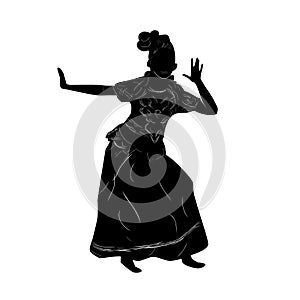 Simple Vector Hand Draw Sketch and silhouette of Young Girl Traditional West Java, Sunda  Indonesia