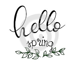 Simple vector hand drawn retro lettering design element on spring with floral decorative elements