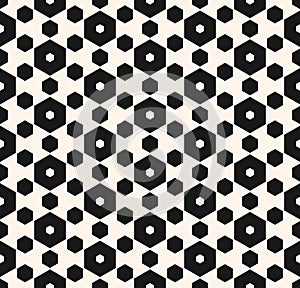 Simple vector hexagon seamless pattern with honeycomb shapes in hexagonal grid.