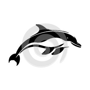 Simple Vector Icon Of Amazon River Dolphin Logo Design Illustration.