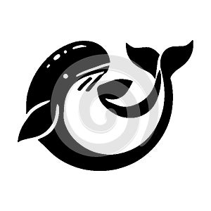 Simple Vector Icon Of Beluga Whale Logo Design Illustration.
