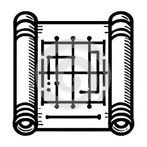 Simple Blueprint Icon With Logo And Illustration Design.
