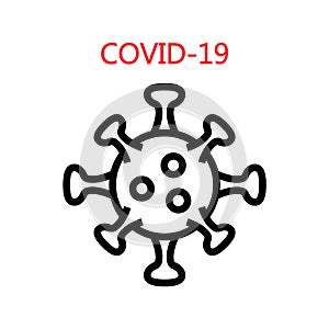 Simple vector icon of Coronavirus in line style. Bacterium COVID-19