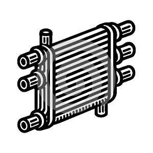 Simple Vector Icon Of Motorcycle Cooling System Logo Illustration.