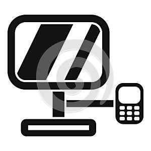 Computer connecting to mobile phone using cable icon