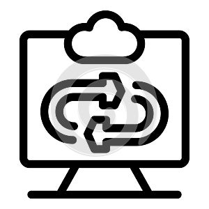 Computer showing cloud computing synchronization process icon