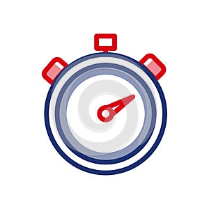 Simple vector icon of sports stopwatch, tracker. Can be used to measure time in running, swimming, cycling, fitness and the like.