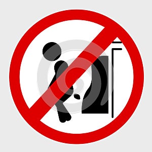 Simple Vector, Icon Stye Prohibition Sign in toilet, do no pooping at urinoir, public restroom, at gray background