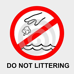 Simple Vector, Icon Stye Prohibition Sign in toilet, do not Litter into pool or water, at gray background