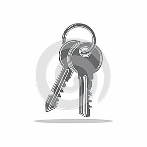 Simple Vector Icon of Two Keys on a Keyring