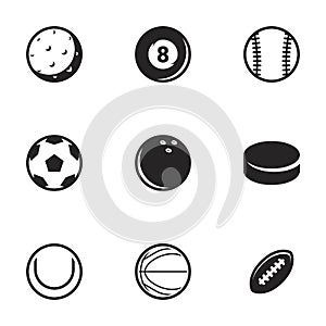 Simple vector icons. Flat illustration on a theme balls