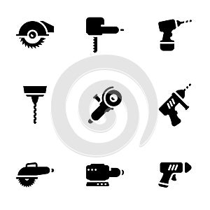 Simple vector icons. Flat illustration on a theme electric work tools