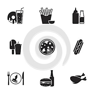 Simple vector icons. Flat illustration on a theme fast food