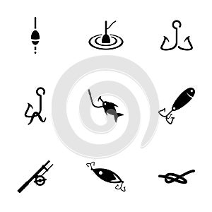 Simple vector icons. Flat illustration on a theme fishing
